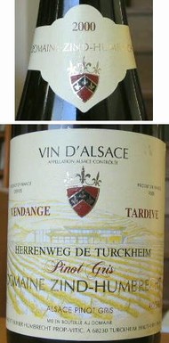 PINOT GRIS HERRENWEG DE TURCKHEIM VENDANGE TARDIVE