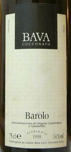 1998 BAROLO COCCONATO BAVA