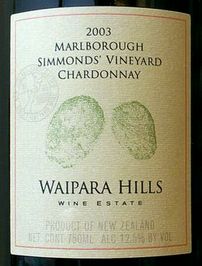 CHARDONNAY MARLBOROUGH SIMMONDS' VINEYARD WAIPARA HILLS