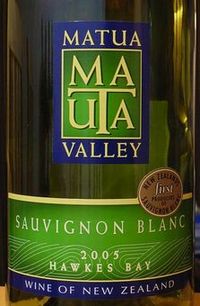 SAUVINGON BLANC HAWKES BAY MATUA VALLEY