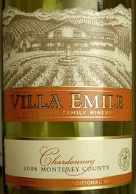 CHARDONNAY MONTEREY COUNTY VILLA EMILE