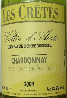 CHARDONNAY VALLEE D'AOSTE D.O.C. LES CRETES