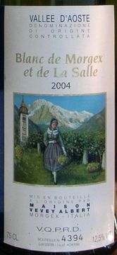 BLANC DE MORGEX ET DE LA SALLE VALLEE D'AOSTE D.O.C. MAISON VEVEY ALBERT