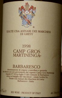 BARBARESCO CAMP GROS MARTINENGA MARCHESI DI GRESY