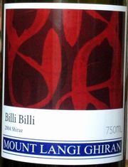 SHIRAZ BILLI BILLI MOUNT LANGI GHIRAN