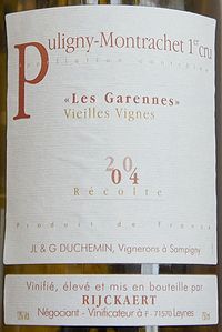 PULIGNY-MONTRACHET 1er CRU LES GARENNES
